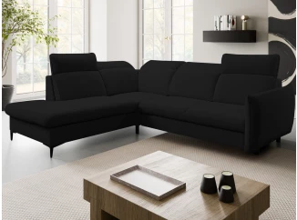 Rohová sedacia súprava Glow, čierna látka, ľavý roh