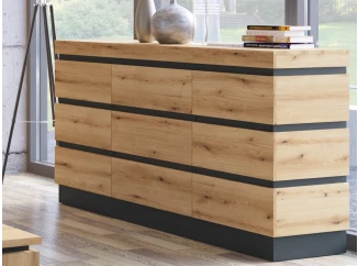 Úložná komoda Corte, dub coast/tmavo šedá