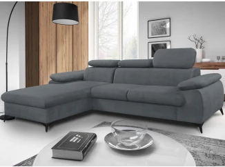 Rohová sedacia súprava Scala, ocelovo šedá látka, ľavý roh