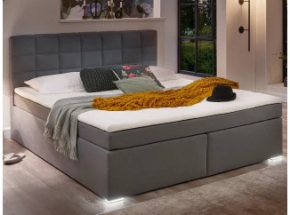 Posteľ boxspring s osvetlením Fargo 180x200 cm, šedá látka