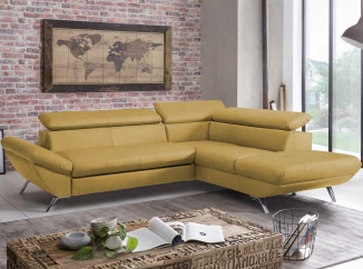 Rohová sedacia súprava Estelle, žltá látka, pravý roh