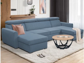 Sedacia súprava Mistic, denimovo modrá látka, tvar U