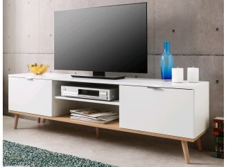 TV skrinka Göteborg, biela / dub sonoma