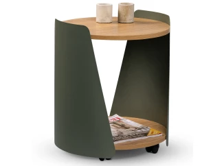 Odkladací stolík Sandro 2, dub/šalviovo zelený