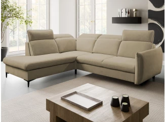 Rohová sedacia súprava Glow, svetlo hnedá látka, ľavý roh