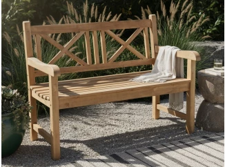 Záhradná lavica Cross, 120 cm, teak