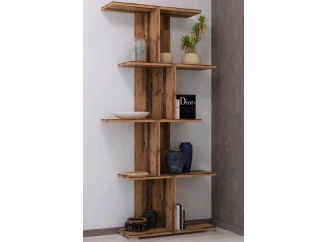 Členitý regál Fox, vintage optika dreva