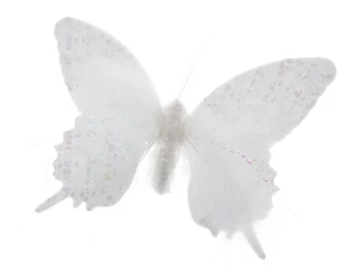 Závesná dekorácia Motýľ 16 cm, biela látka