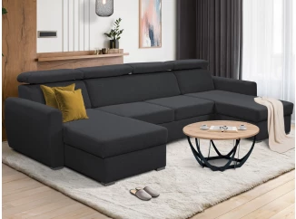 Sedacia súprava Mistic, čierna látka, tvar U