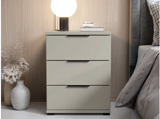 Nočný stolík s 3 zásuvkami Smilla, výška 61 cm, béžový kašmír