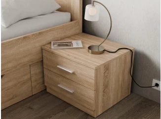 Nočný stolík s 2 zásuvkami Iwetta, dub sonoma