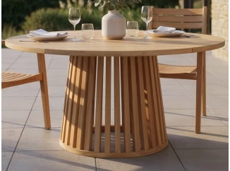 Okrúhly záhradný jedálenský stôl Manado, 120 cm, teak