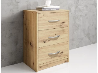 Nočný stolík s 3 zásuvkami Pepe, dub artisan