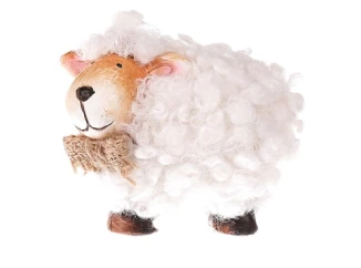 Dekoračná soška Chlpatá ovečka 15,5 cm, biela