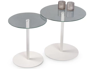 Sada 2 stolíkov Lia, biela/sklo