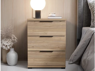 Nočný stolík s 3 zásuvkami Smilla, výška 61 cm, dub mauvella