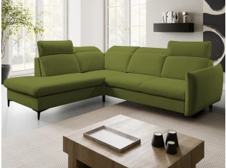 Rohová sedacia súprava Glow, zelená fresh látka, ľavý roh