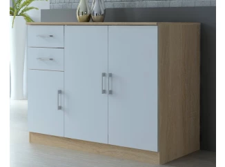 Komoda 3-dverová Universal, dub sonoma/biela