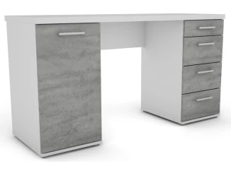 Písací stôl Walter, biely/šedý betón