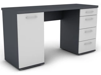 Písací stôl Walter, grafitovo sivý / biely