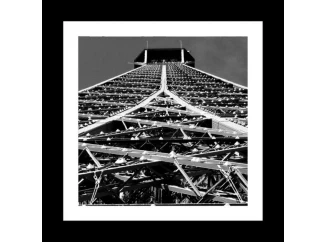 Rámovaný obraz Eiffelova veža detail 20x20 cm, čiernobiely