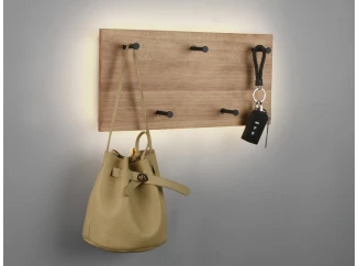 Nástenný vešiak s LED Romy, drevo, 40 cm