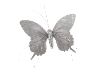 Závesná dekorácia Motýľ 16 cm, šedá látka