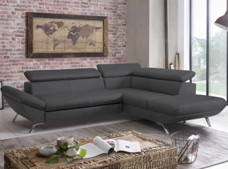 Rohová sedacia súprava Estelle, čierna látka, pravý roh
