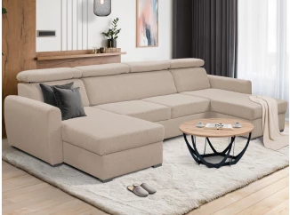 Sedacia súprava Mistic, hnedo-béžová látka, tvar U