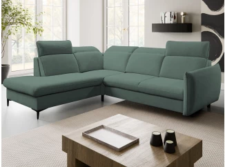 Rohová sedacia súprava Glow, modro-šedo-zelená látka, ľavý roh