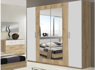 Šatníková skriňa s otočnými dverami Nora, 225 cm, doskový dub/biela