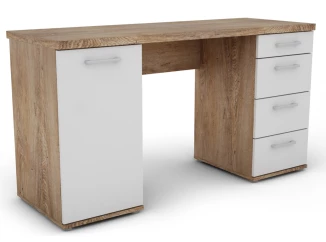Písací stôl Walter, dub burgund/biely
