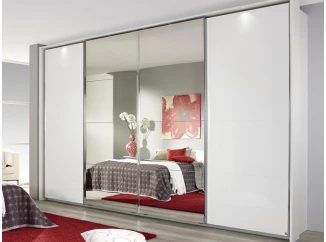 Šatníková skriňa Syncrono, 316 cm, biela/zrkadlo