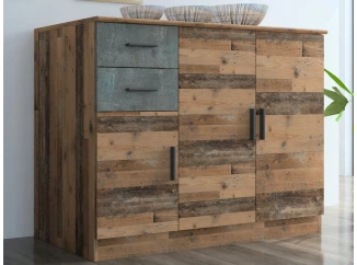 Komoda 3-dverová Universal, vintage optika dreva