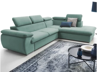 Rohová sedacia  súprava Viera, mentolovo zelená látka, pravý roh