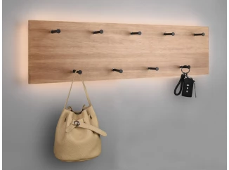 Nástenný vešiak s LED Romy, drevo, 75 cm