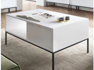 Konferenčný stolík so zásuvkami Nova, biely
