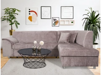 Rohová sedacia súprava Bernett, ružová látka, pravý roh