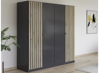 Šatníková skriňa Genua, 181 cm, tmavo šedá/artisan