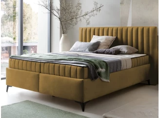 Posteľ Joy 160x200 cm, horčicovo žltá látka