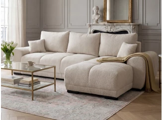 Rohová sedačka Bonn, svetlo béžová štruktúrovaná látka