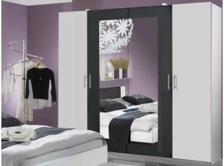 Šatníková skriňa s otočnými dverami Nora, 225 cm, biela/grafitová