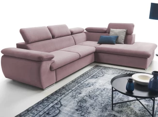 Rohová sedacia súprava Viera, ružová látka, pravý roh