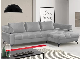 Rohová sedacia súprava Paris, svetlo šedá látka, pravý roh