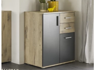 Skrinka s 2 zásuvkami Bacalar, dub viking/sivá