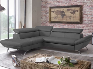 Rohová sedacia súprava Estelle, dymovo šedá látka, ľavý roh