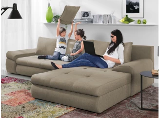 Rohová sedacia súprava Bono, svetlo hnedá látka