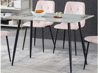 Jedálenský stôl Agne 120x80 cm, biely mramor