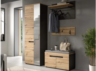 Predsieňová zostava Cano (4-dielna), šedá/dub artisan
