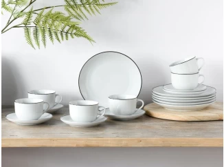 Kávový servis (18 dielov) Luna Black Line, biely